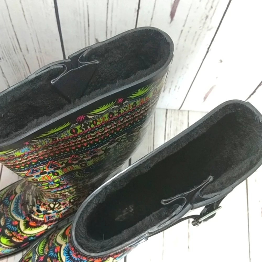 Sakroots Rhythm Neon Elephants and Peace Fur Lined Boots‎ 7